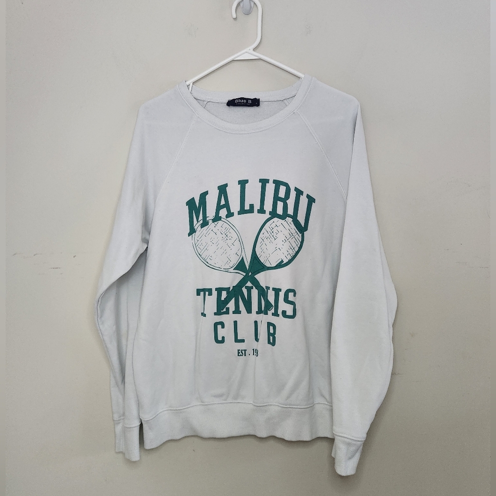Women's Blue B Mailbu Tennis Clun Sweatshirt Sz Small